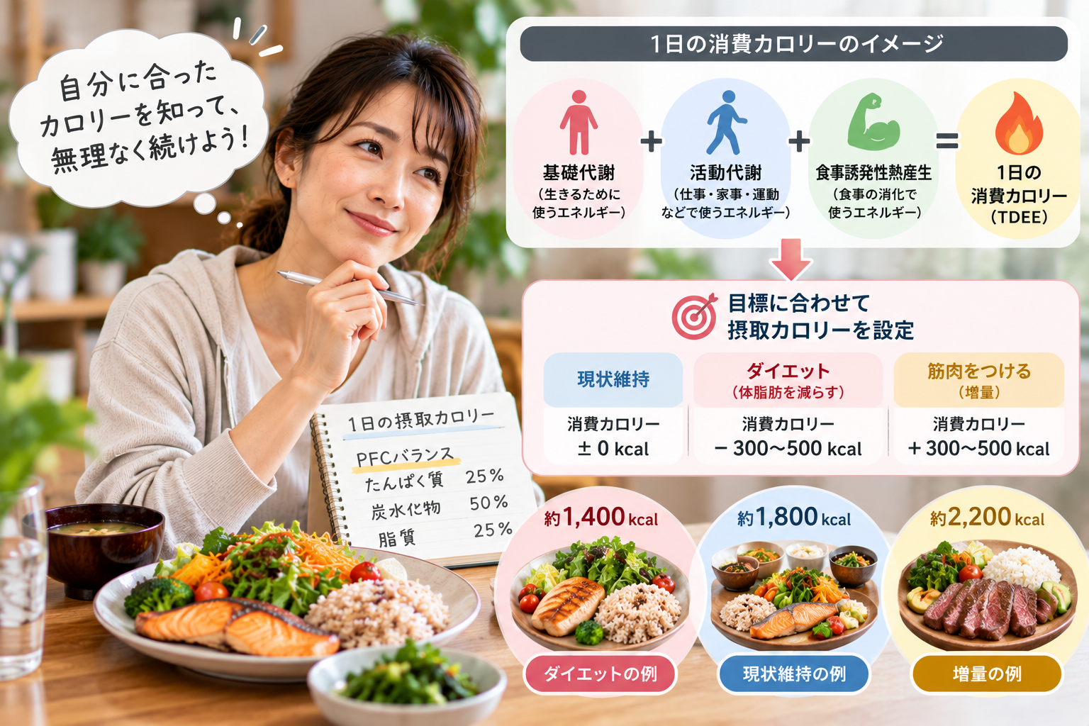 ①自分に合ったカロリーを設定する
